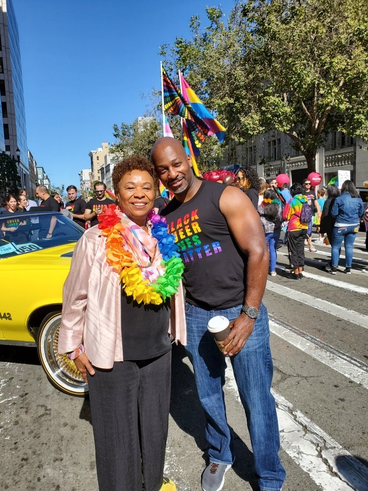 Bendon Woods with Barbara Lee at Oakland Pride